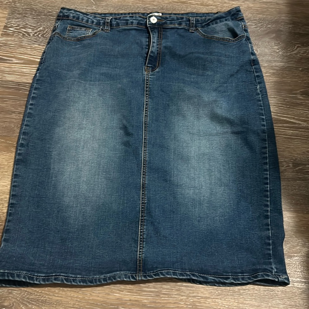 Jade Mackenzie distressed denim skirt